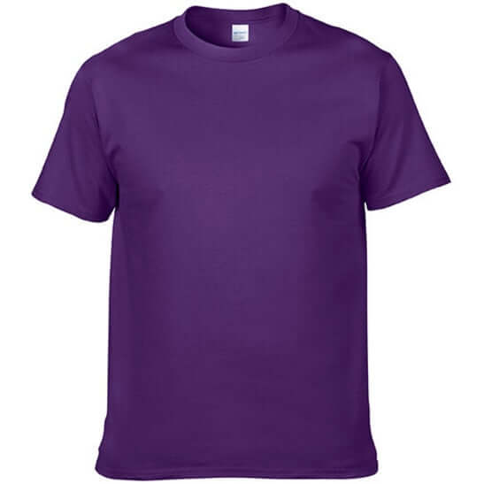 A plain, short-sleeved, purple T-shirt.