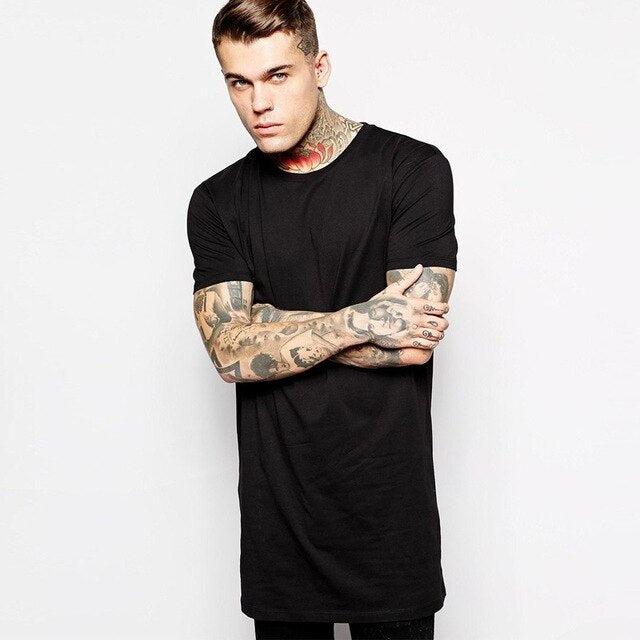 2019 Brand New Clothing Mens Black Long t shirt Men Tops Hip hop tee T-shirt Men Hiphop Short Sleeve Longline casual Tee shirts