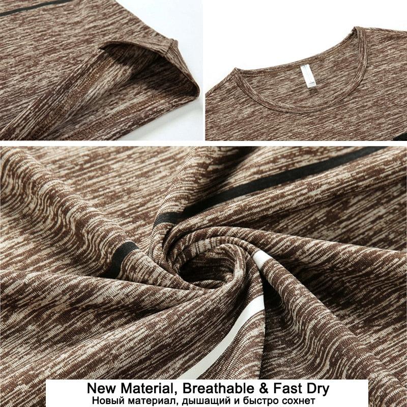 Free Ship Summer Striped T shirts Men Clothing Fitted Male Tshirts Fast Dry Short Sleeve Top Tee O-Neck China Size 4XL=52 Russia