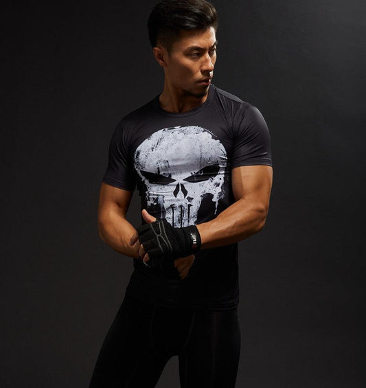 Hot Sale 3D Printed Marvel Punisher Skull T-shirt Men Summer Fashion Short Sleeve Tshirt G ym Compression Men T Shirt Tops&Tees