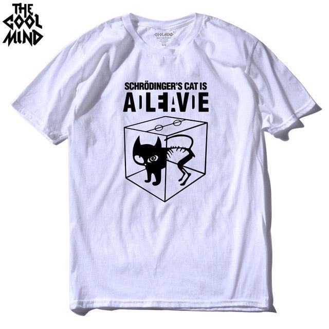 COOLMIND 100% cotton cool summer loose men T shirt casual short sleeve cat print men tshirt male summer t-shirt tops tee shirts - Huzhop04