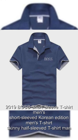 2019 BOSS Short Sleeve T-shirt men's short-sleeved Korean edition men's T-shirt skinny half-sleeved T-shirt man product video · ABMOV 124
