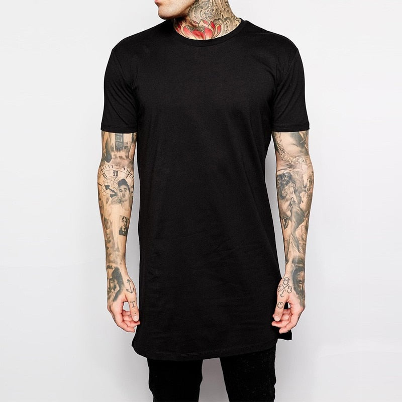 2019 Brand New Clothing Mens Black Long t shirt Men Tops Hip hop tee T-shirt Men Hiphop Short Sleeve Longline casual Tee shirts