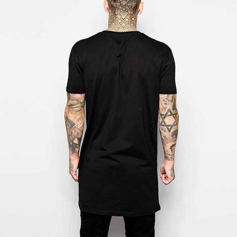 2019 Brand New Clothing Mens Black Long t shirt Men Tops Hip hop tee T-shirt Men Hiphop Short Sleeve Longline casual Tee shirts - Huzhop04