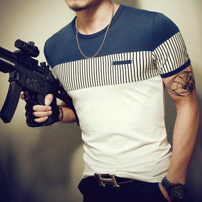 2019 Summer Fashion Men's T Shirt Casual Patchwork Short Sleeve Men T-Shirt Mens Clothing Casual Slim Fit Hip - Hop Top Tees 5XL - Huzhop04