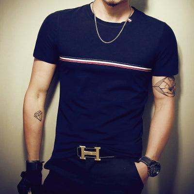 2019 Summer Fashion Men's T Shirt Casual Patchwork Short Sleeve Men T-Shirt Mens Clothing Casual Slim Fit Hip - Hop Top Tees 5XL - Huzhop04