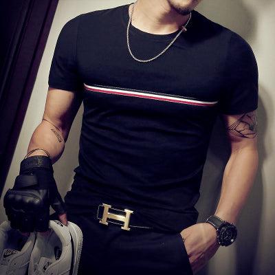 2019 Summer Fashion Men's T Shirt Casual Patchwork Short Sleeve Men T-Shirt Mens Clothing Casual Slim Fit Hip - Hop Top Tees 5XL - Huzhop04