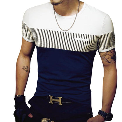 2019 Summer Fashion Men's T Shirt Casual Patchwork Short Sleeve Men T-Shirt Mens Clothing Casual Slim Fit Hip - Hop Top Tees 5XL - Huzhop04