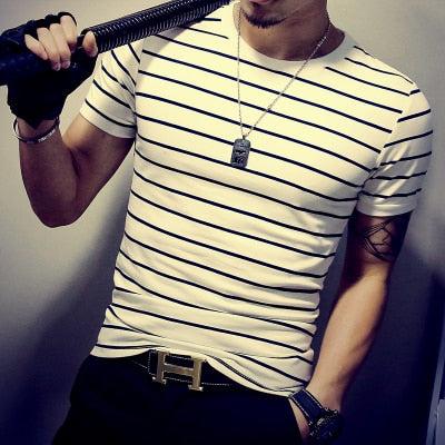 2019 Summer Fashion Men's T Shirt Casual Patchwork Short Sleeve Men T-Shirt Mens Clothing Casual Slim Fit Hip - Hop Top Tees 5XL - Huzhop04