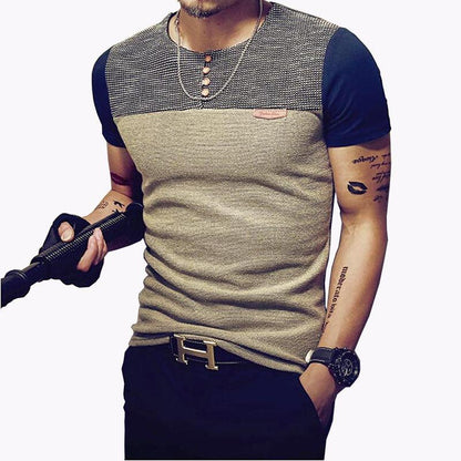 2019 Summer Fashion Men's T Shirt Casual Patchwork Short Sleeve Men T-Shirt Mens Clothing Casual Slim Fit Hip - Hop Top Tees 5XL - Huzhop04