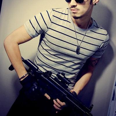 2019 Summer Fashion Men's T Shirt Casual Patchwork Short Sleeve Men T-Shirt Mens Clothing Casual Slim Fit Hip - Hop Top Tees 5XL - Huzhop04