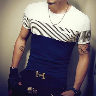 2019 Summer Fashion Men's T Shirt Casual Patchwork Short Sleeve Men T-Shirt Mens Clothing Casual Slim Fit Hip - Hop Top Tees 5XL - Huzhop04