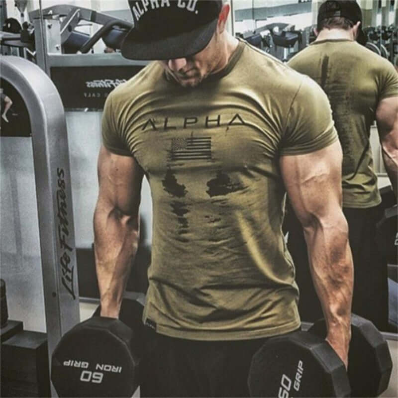 2025 Mens Military Army T Shirt Men Star Loose Cotton T-shirt O - neck Alpha America Size Short Sleeve Tshirts - X72 - Huzhop04