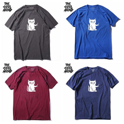 COOLMIND 100% cotton cool summer loose men T shirt casual short sleeve cat print men tshirt male summer t-shirt tops tee shirts - Huzhop04