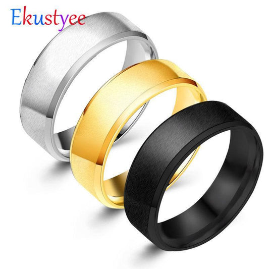 Fashion Simple Matt 316L Stainless Steel Rings for Women 2018 jewelry wholesale Party Gift Dropshopping - Huzhop04
