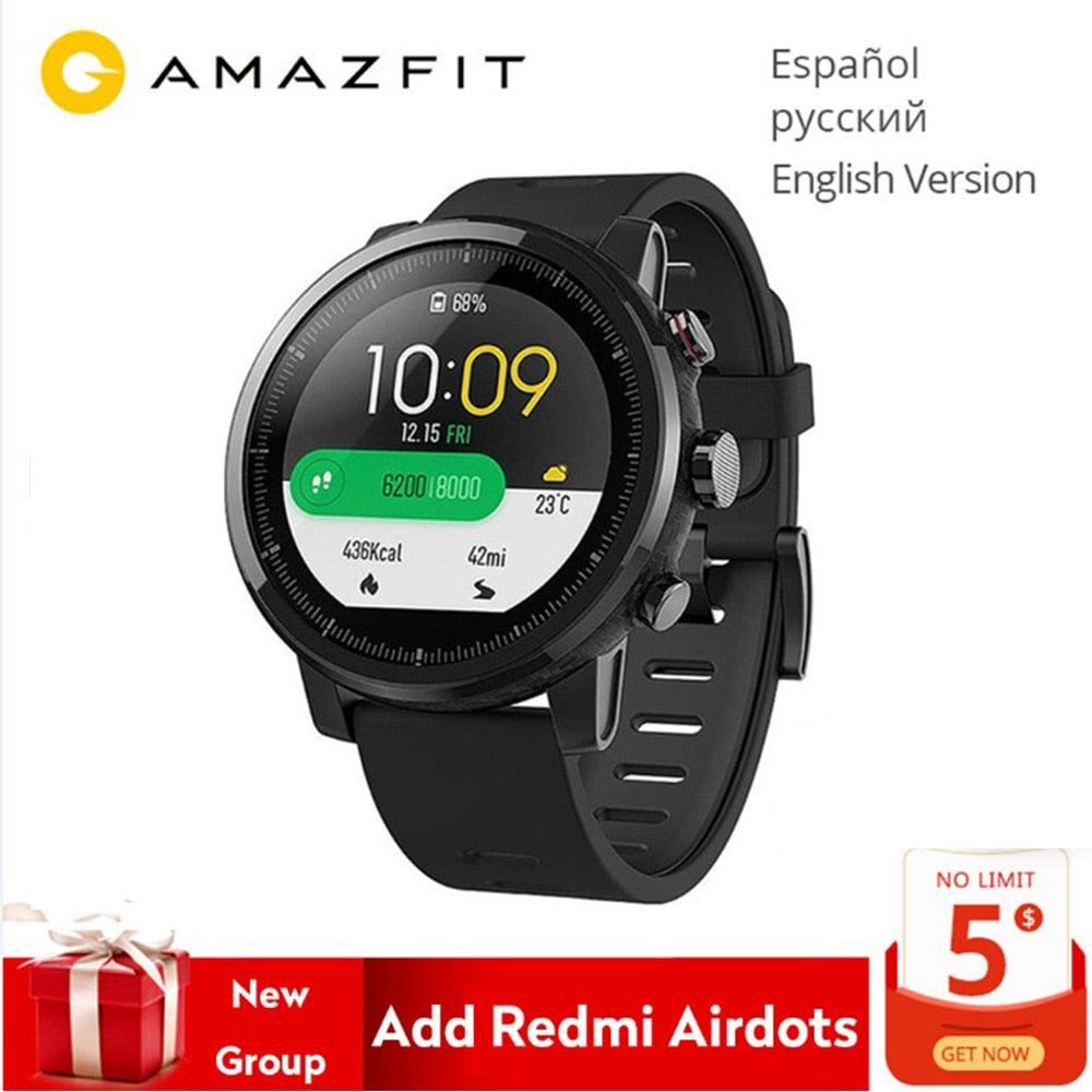 Global Version Original Xiaomi Huami Amazfit Stratos 2 Smart Watch Sport GPS 5ATM Water 2.5D GPS Firstbeat Swimming Smartwatch - Huzhop04