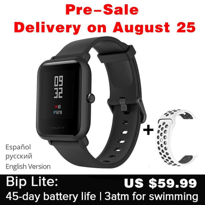[Global] Xiaomi Amazfit bip 2 Smart Watch Men Women Huami Amzfit bip Lite SmartWatch Bluetooth Heart Rate 45 Days Standby GPS - Huzhop04
