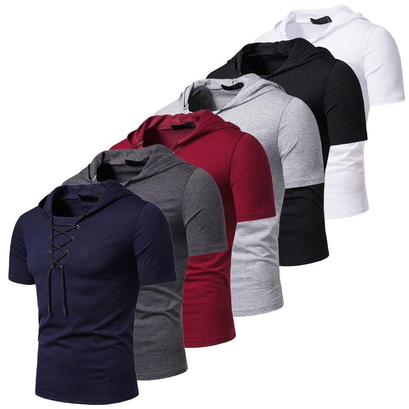 Hooded T Shirt Men 2019 New Short Sleeve Streetwear O Neck Mens tshirts Summer Casual Slim Fit Hoody Tee Shirt Homme Top Tees - Huzhop04