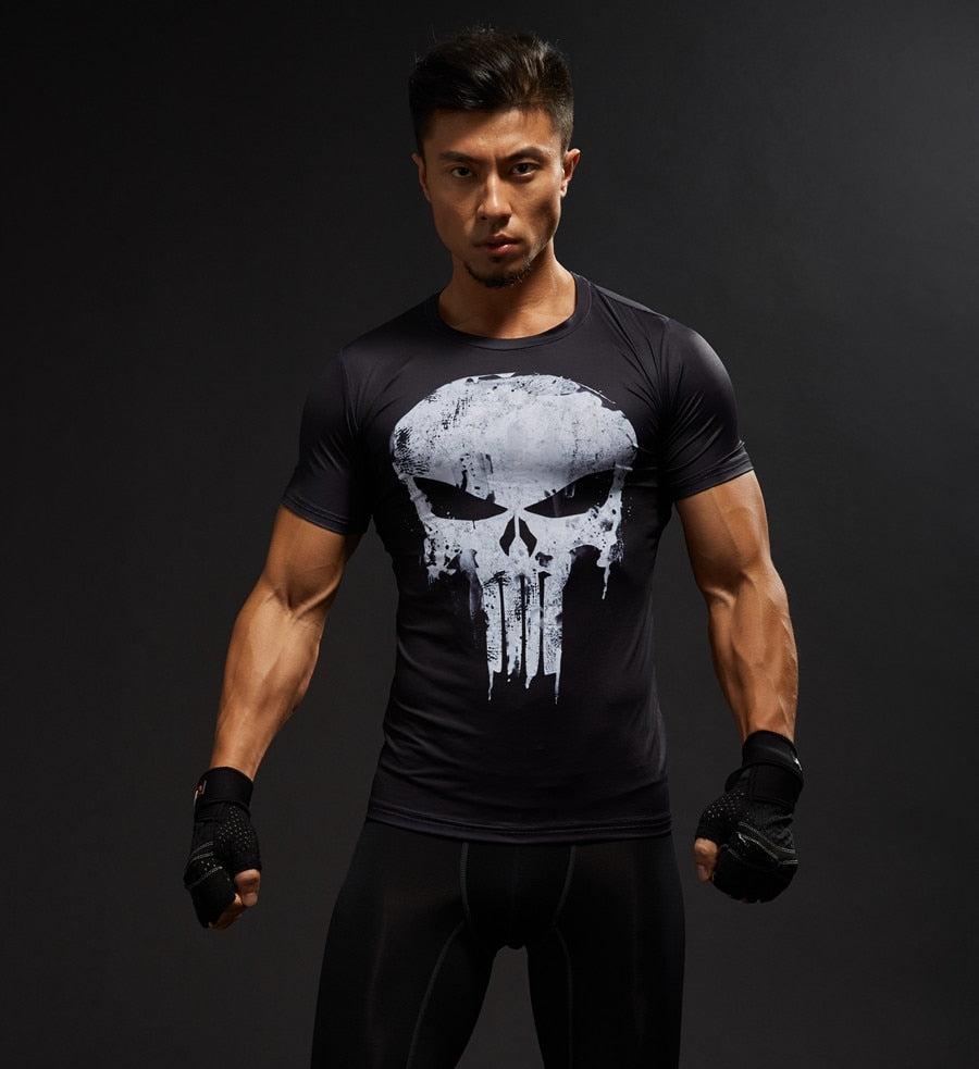 Hot Sale 3D Printed Marvel Punisher Skull T-shirt Men Summer Fashion Short Sleeve Tshirt G ym Compression Men T Shirt Tops&Tees - Huzhop04