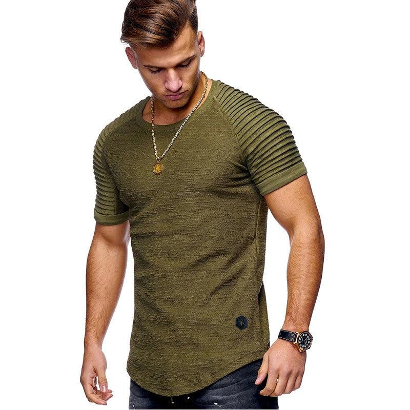 Hot Selling Summer Short Sleeve Men T Shirt Cotton Blended Solid Mens T-shirt Casual Slim Tee Shirt Homme - Huzhop04