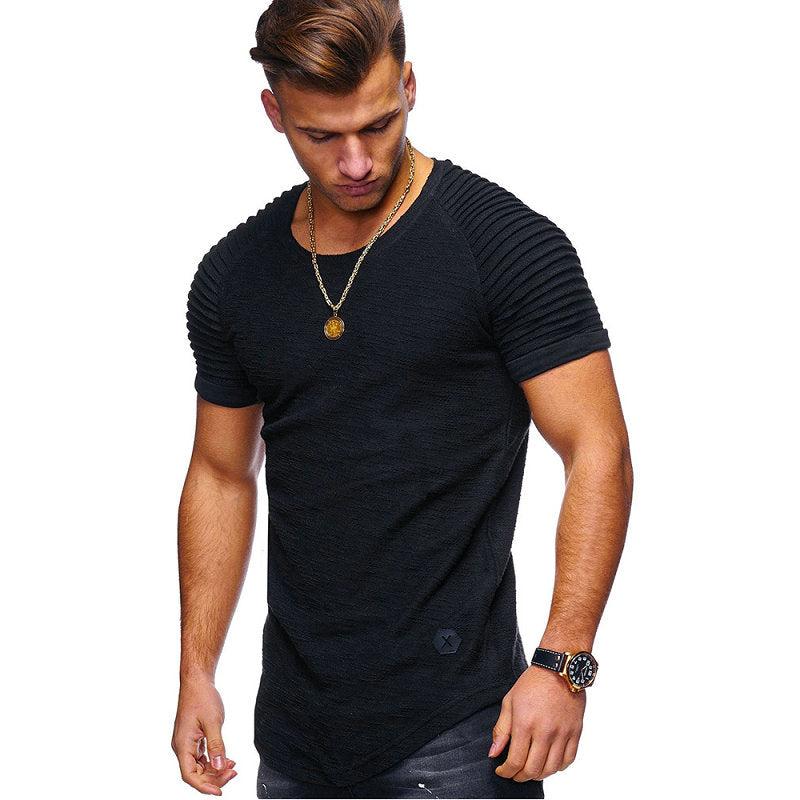 Hot Selling Summer Short Sleeve Men T Shirt Cotton Blended Solid Mens T-shirt Casual Slim Tee Shirt Homme - Huzhop04