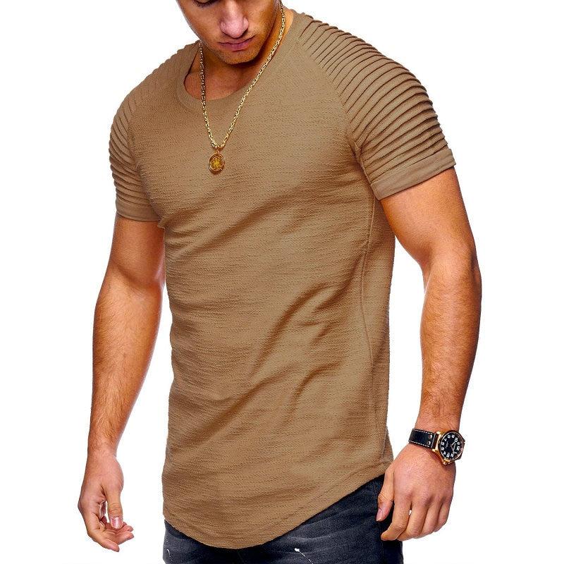 Hot Selling Summer Short Sleeve Men T Shirt Cotton Blended Solid Mens T-shirt Casual Slim Tee Shirt Homme - Huzhop04