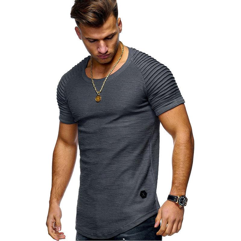 Hot Selling Summer Short Sleeve Men T Shirt Cotton Blended Solid Mens T-shirt Casual Slim Tee Shirt Homme - Huzhop04