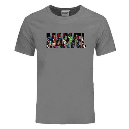 New Fashion Marvel Short Sleeve T-shirt Men Superhero print t shirt O - neck comic Marvel shirts tops men clothes Tee - Huzhop04