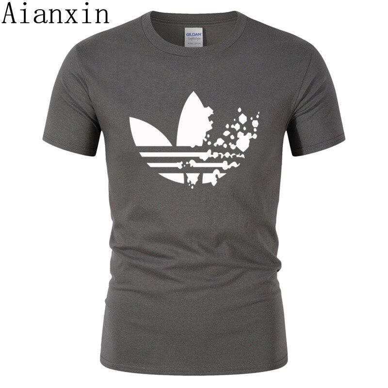 print tracksuit t shirts male muscle fitness T-shirt trends in 2019 cotton brand tops clothes for men bodybuilding Tees - Huzhop04