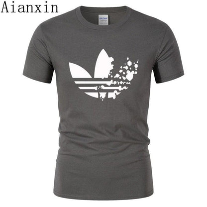 print tracksuit t shirts male muscle fitness T-shirt trends in 2019 cotton brand tops clothes for men bodybuilding Tees - Huzhop04