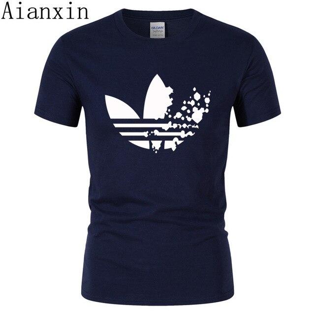 print tracksuit t shirts male muscle fitness T-shirt trends in 2019 cotton brand tops clothes for men bodybuilding Tees - Huzhop04