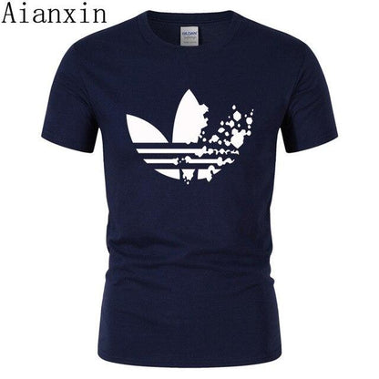 print tracksuit t shirts male muscle fitness T-shirt trends in 2019 cotton brand tops clothes for men bodybuilding Tees - Huzhop04