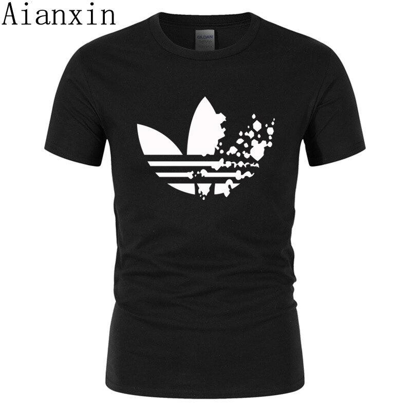 print tracksuit t shirts male muscle fitness T-shirt trends in 2019 cotton brand tops clothes for men bodybuilding Tees - Huzhop04