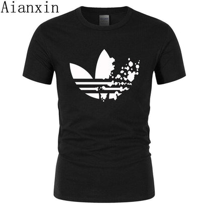 print tracksuit t shirts male muscle fitness T-shirt trends in 2019 cotton brand tops clothes for men bodybuilding Tees - Huzhop04