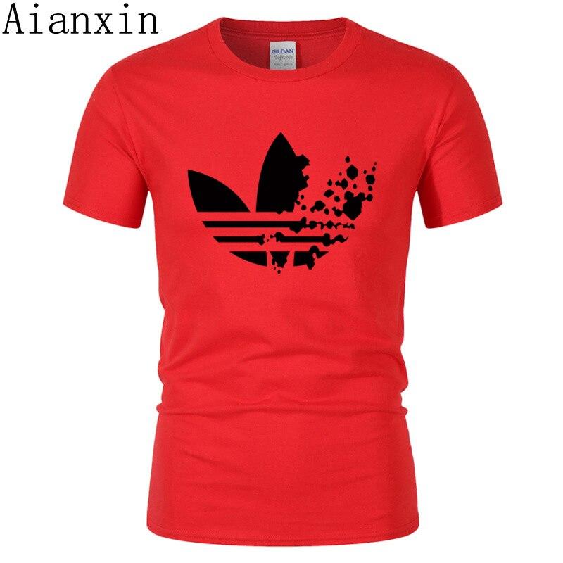 print tracksuit t shirts male muscle fitness T-shirt trends in 2019 cotton brand tops clothes for men bodybuilding Tees - Huzhop04