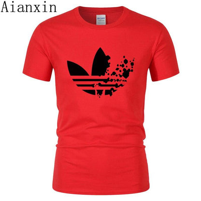 print tracksuit t shirts male muscle fitness T-shirt trends in 2019 cotton brand tops clothes for men bodybuilding Tees - Huzhop04