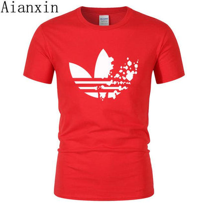 print tracksuit t shirts male muscle fitness T-shirt trends in 2019 cotton brand tops clothes for men bodybuilding Tees - Huzhop04
