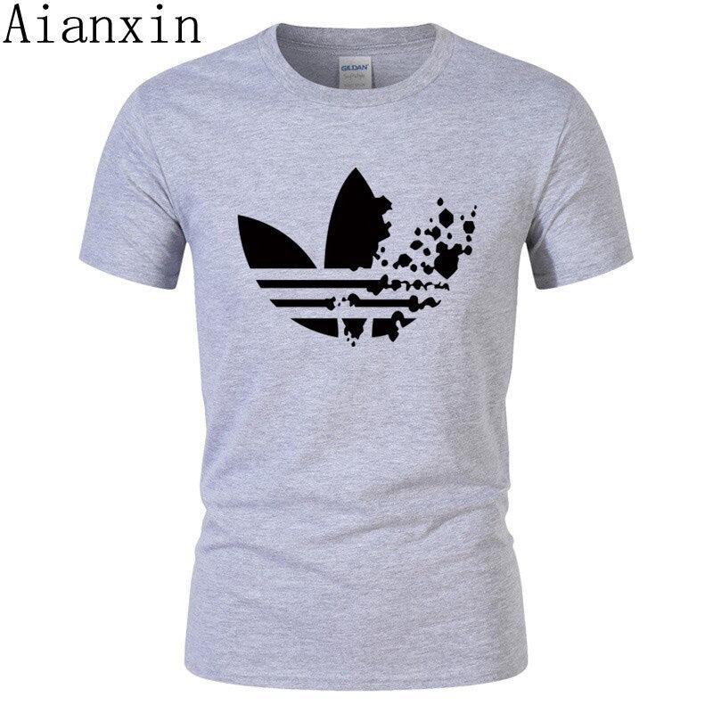 print tracksuit t shirts male muscle fitness T-shirt trends in 2019 cotton brand tops clothes for men bodybuilding Tees - Huzhop04