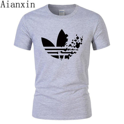 print tracksuit t shirts male muscle fitness T-shirt trends in 2019 cotton brand tops clothes for men bodybuilding Tees - Huzhop04