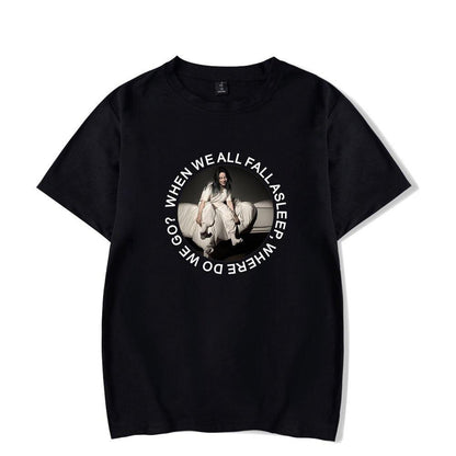 Streetwear Hip Hop Billie Eilish T Shirt Harajuku Casual O - Neck Short Sleeves Men Women T-shirt Hipster Cool Graphic Tee Shirt - Huzhop04
