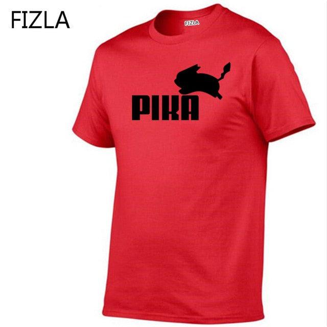 T Shirt fashion Lovely Pokemon t Shirt Anime Pika Men T-Shirts Pikachu Boy O - neck Cotton Short Sleeve Plus Size Boy clothing - Huzhop04