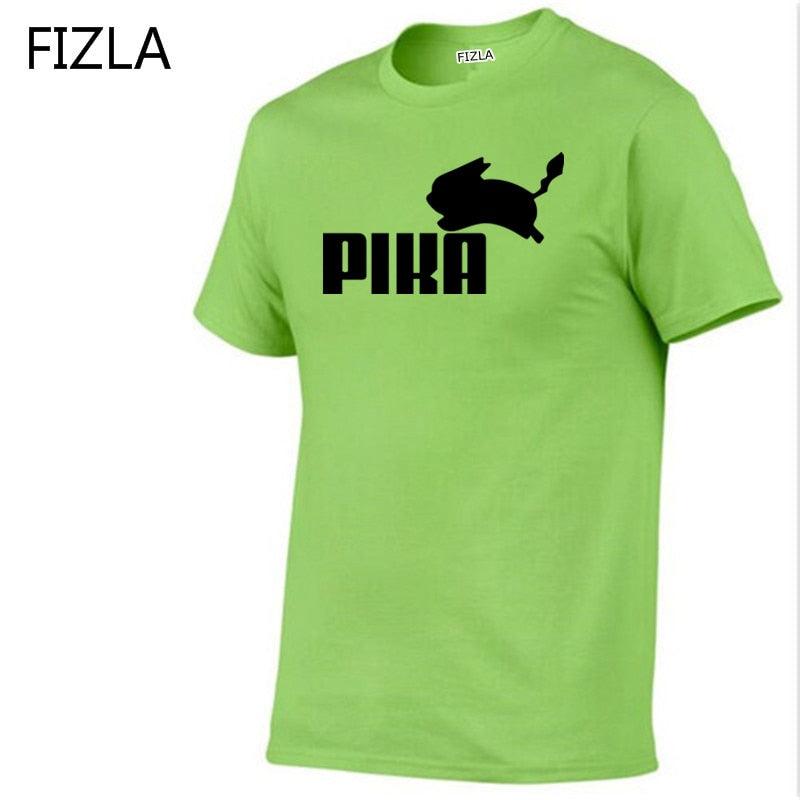 T Shirt fashion Lovely Pokemon t Shirt Anime Pika Men T-Shirts Pikachu Boy O - neck Cotton Short Sleeve Plus Size Boy clothing - Huzhop04