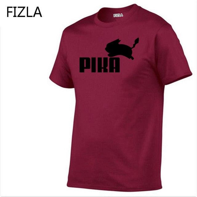T Shirt fashion Lovely Pokemon t Shirt Anime Pika Men T-Shirts Pikachu Boy O - neck Cotton Short Sleeve Plus Size Boy clothing - Huzhop04