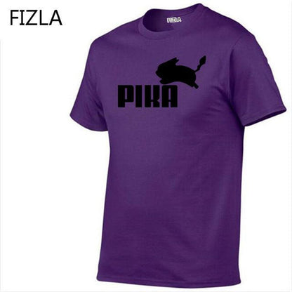 T Shirt fashion Lovely Pokemon t Shirt Anime Pika Men T-Shirts Pikachu Boy O - neck Cotton Short Sleeve Plus Size Boy clothing - Huzhop04