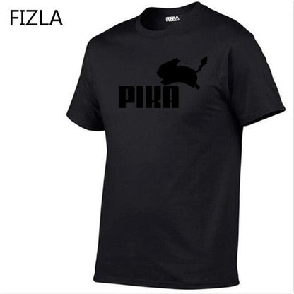 T Shirt fashion Lovely Pokemon t Shirt Anime Pika Men T-Shirts Pikachu Boy O - neck Cotton Short Sleeve Plus Size Boy clothing - Huzhop04