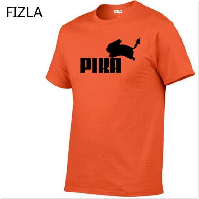 T Shirt fashion Lovely Pokemon t Shirt Anime Pika Men T-Shirts Pikachu Boy O - neck Cotton Short Sleeve Plus Size Boy clothing - Huzhop04