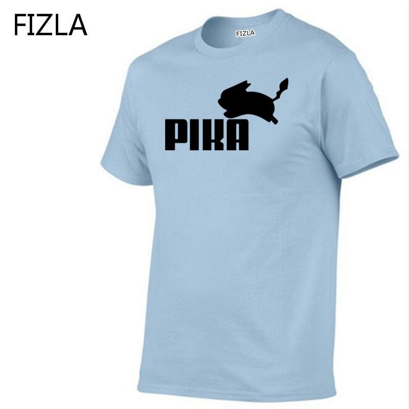 T Shirt fashion Lovely Pokemon t Shirt Anime Pika Men T-Shirts Pikachu Boy O - neck Cotton Short Sleeve Plus Size Boy clothing - Huzhop04