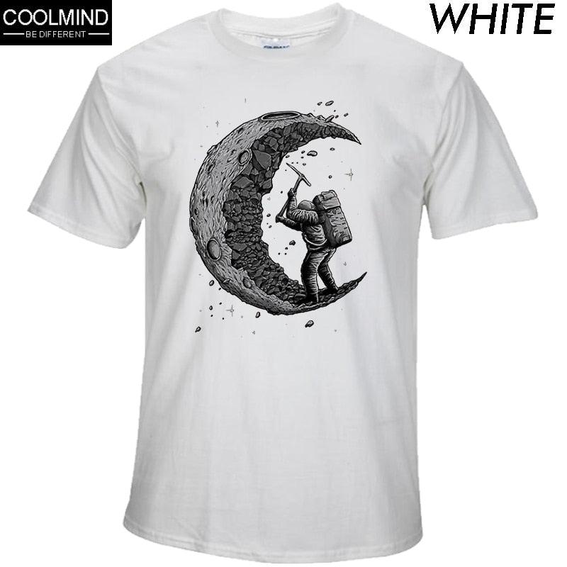 [Updated] 100% cotton digging the moon print casual mens o - neck t shirts fashion men's tops men T-shirt short sleeve men tshirt 2017 - Huzhop04