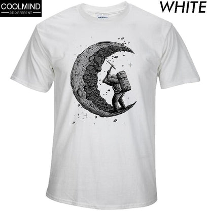 [Updated] 100% cotton digging the moon print casual mens o - neck t shirts fashion men's tops men T-shirt short sleeve men tshirt 2017 - Huzhop04