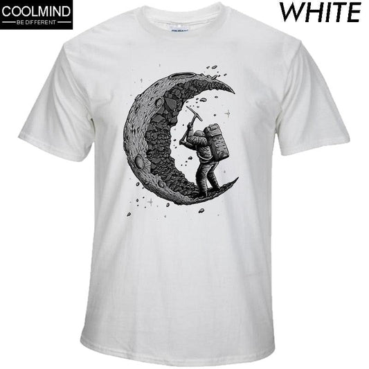 [Updated] 100% cotton digging the moon print casual mens o - neck t shirts fashion men's tops men T-shirt short sleeve men tshirt 2017 - Huzhop04
